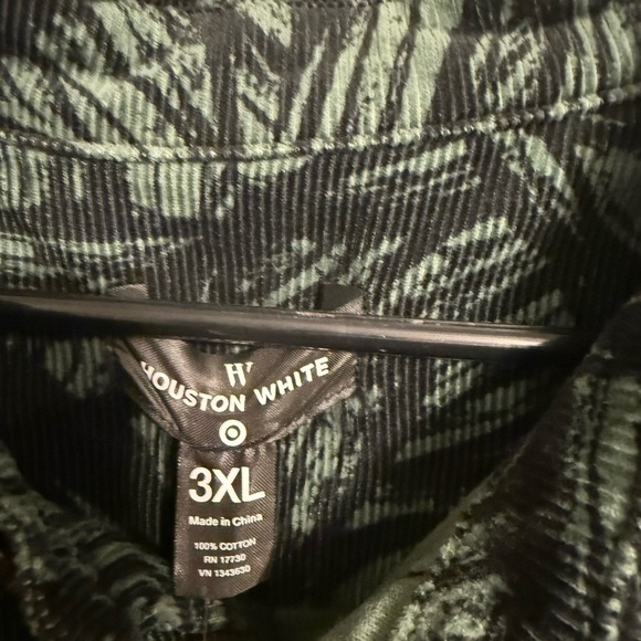 Houston White Corduroy Shirt 3xl Heavyweight Button-Up Green Long Sleeve NWT - Picture 4 of 9